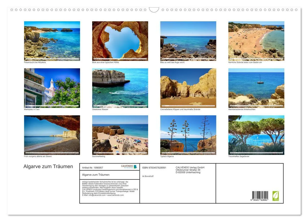 Bild: 9783457828991 | Algarve zum Träumen (Wandkalender 2026 DIN A2 quer), CALVENDO...