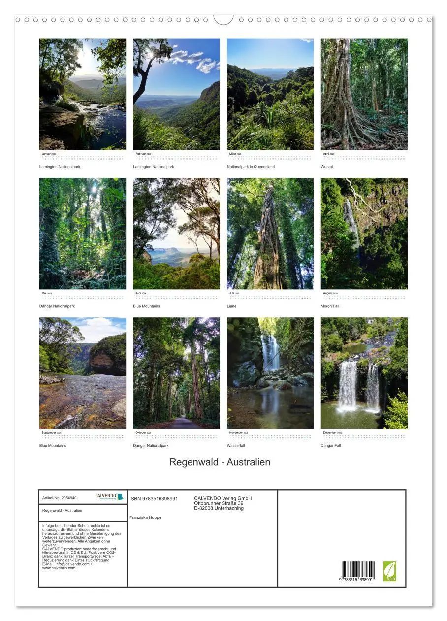 Bild: 9783516398991 | Regenwald - Australien (Wandkalender 2026 DIN A2 hoch), CALVENDO...