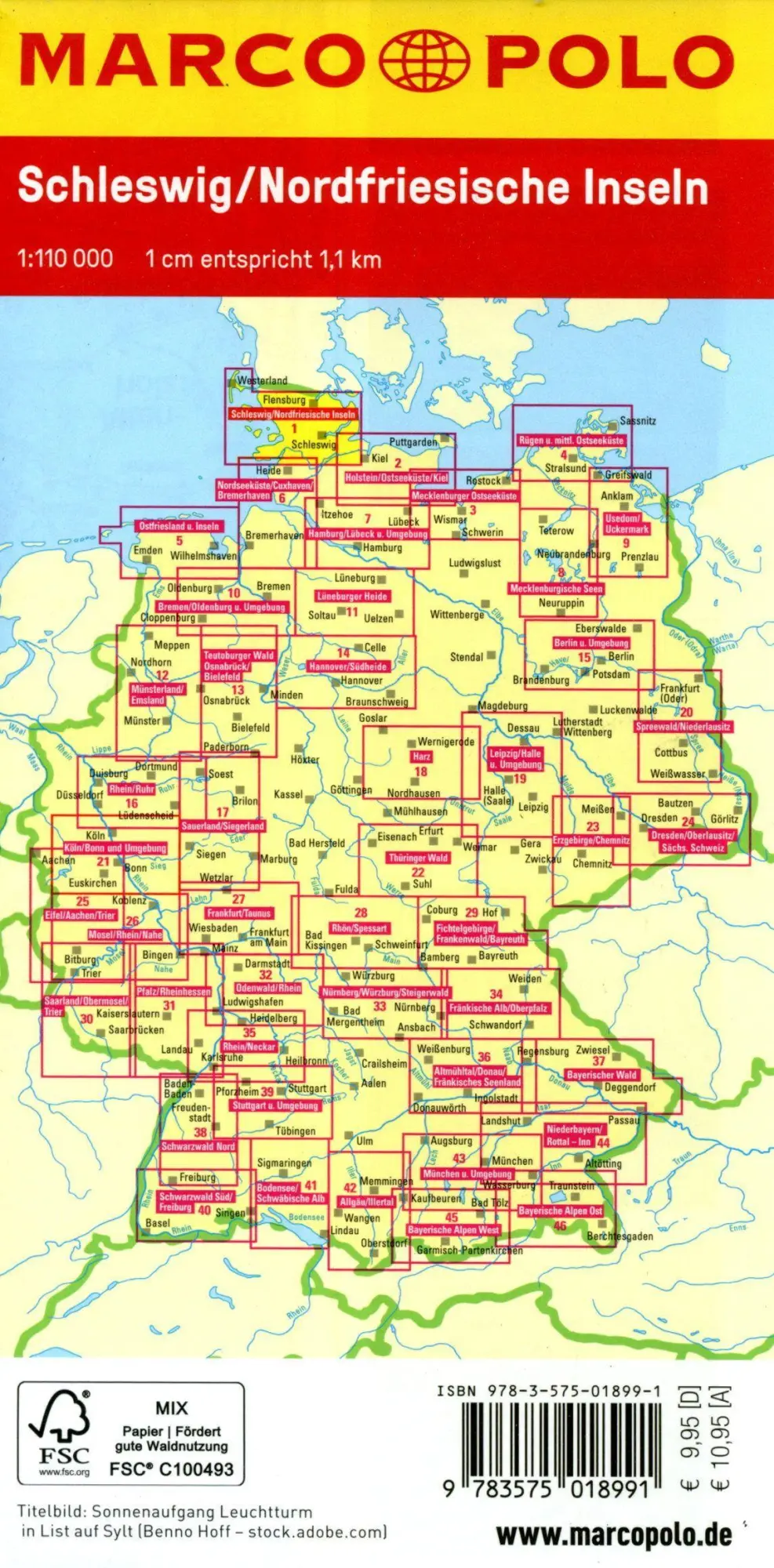 Bild: 9783575018991 | MARCO POLO Freizeitkarte 1 Schleswig, Nordfriesische Inseln 1:110.000