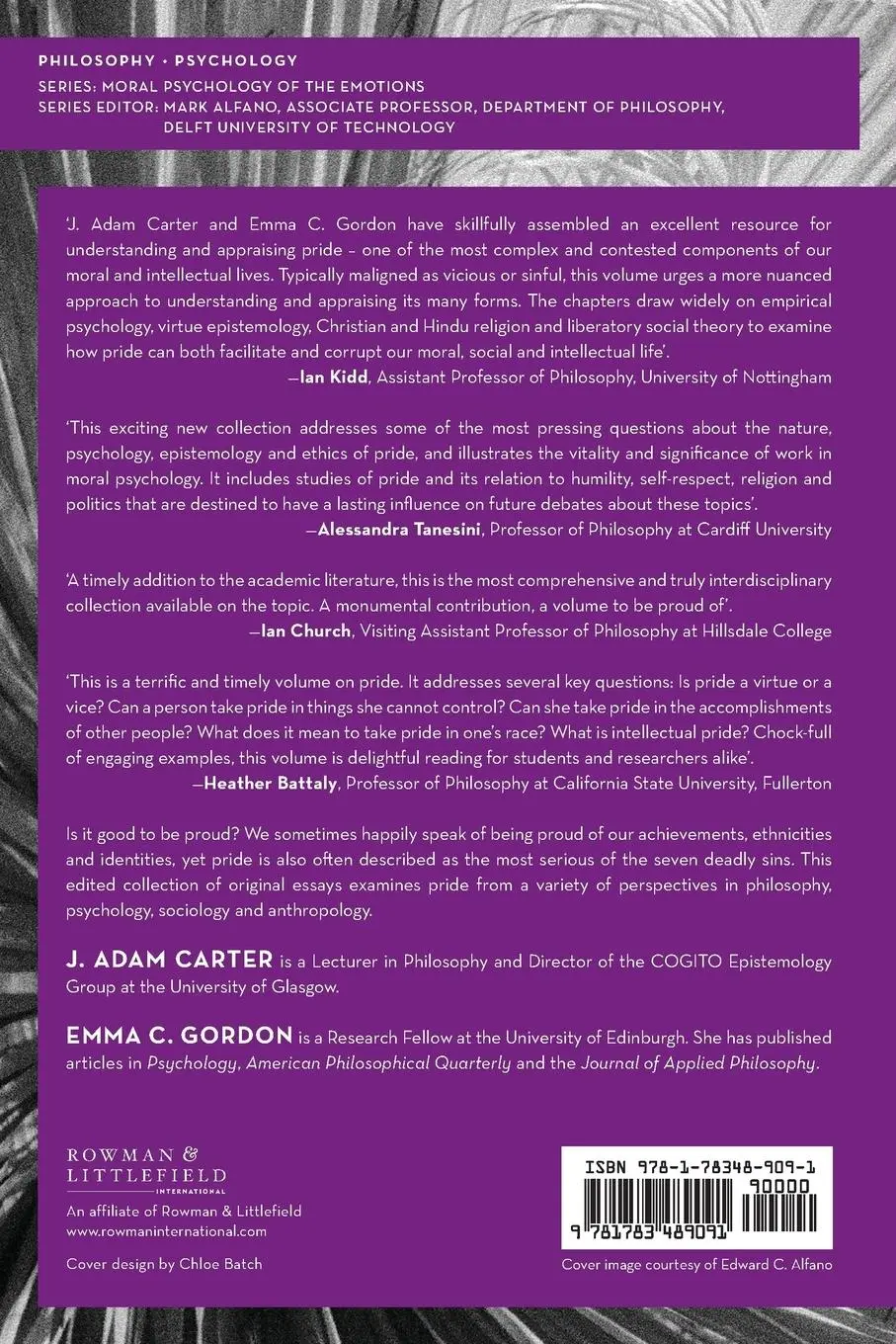 Rückseite: 9781783489091 | The Moral Psychology of Pride | J. Adam Carter (u. a.) | Taschenbuch