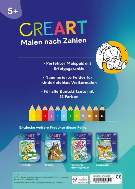 Bild: 9783473489091 | CreArt Malen nach Zahlen ab 5: Dinosaurier | Stefan Richter | Buch