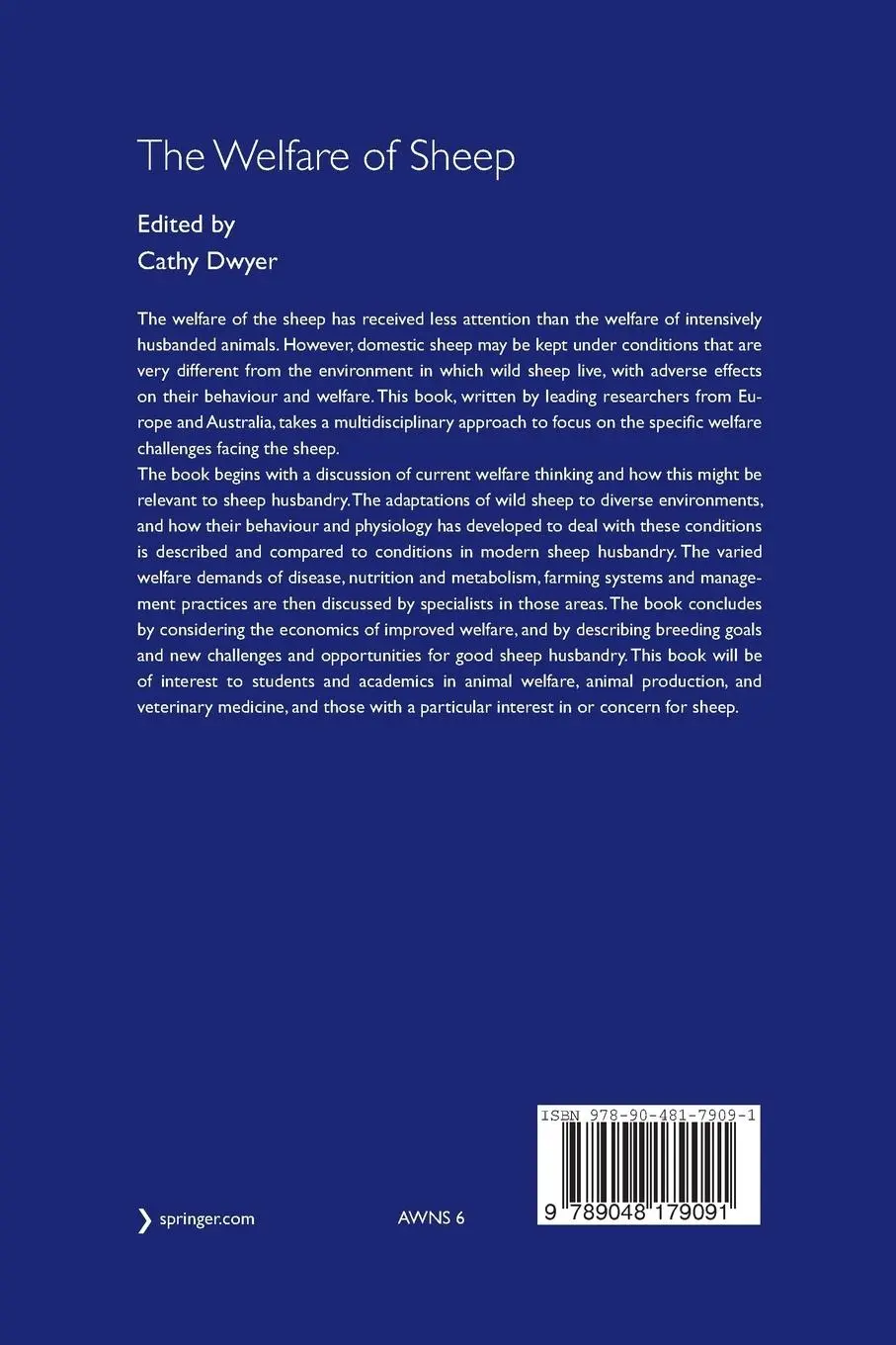 Rückseite: 9789048179091 | The Welfare of Sheep | Cathy Dwyer | Taschenbuch | xiv | Englisch