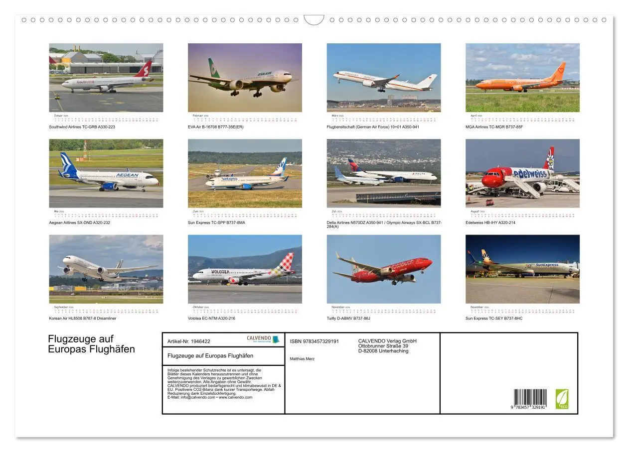 Bild: 9783457329191 | Flugzeuge auf Europas Flughäfen (Wandkalender 2026 DIN A2 quer),...