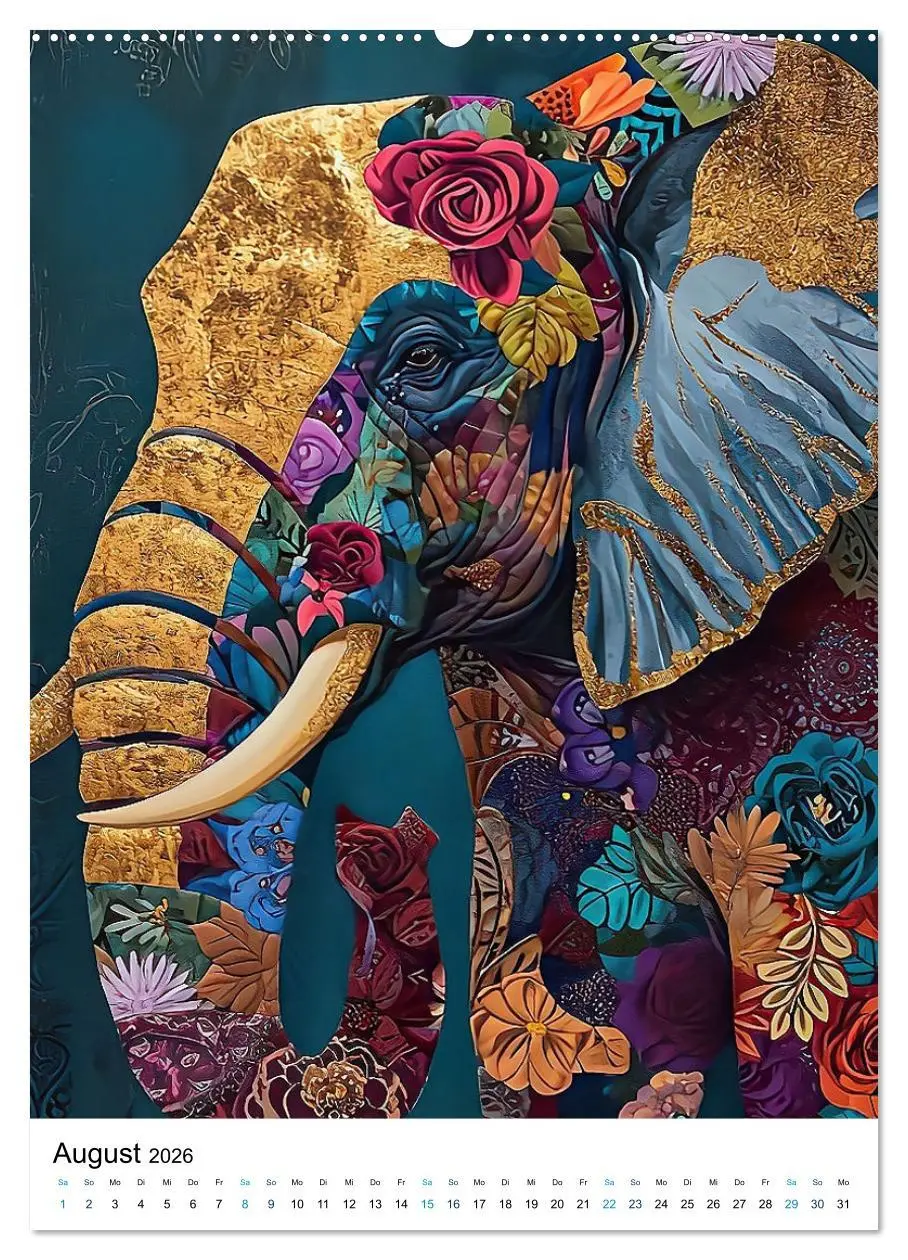 Bild: 9783516279191 | Farbenfrohe Elefanten (Wandkalender 2026 DIN A2 hoch), CALVENDO...