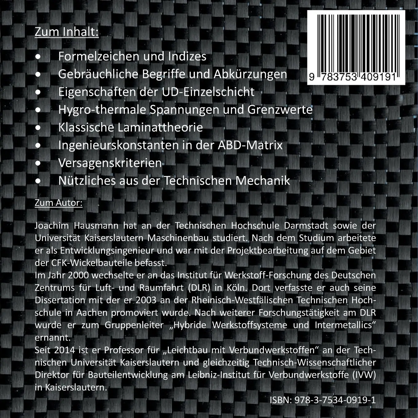 Rückseite: 9783753409191 | Formelsammlung Verbundwerkstoffe | Joachim Hausmann | Taschenbuch