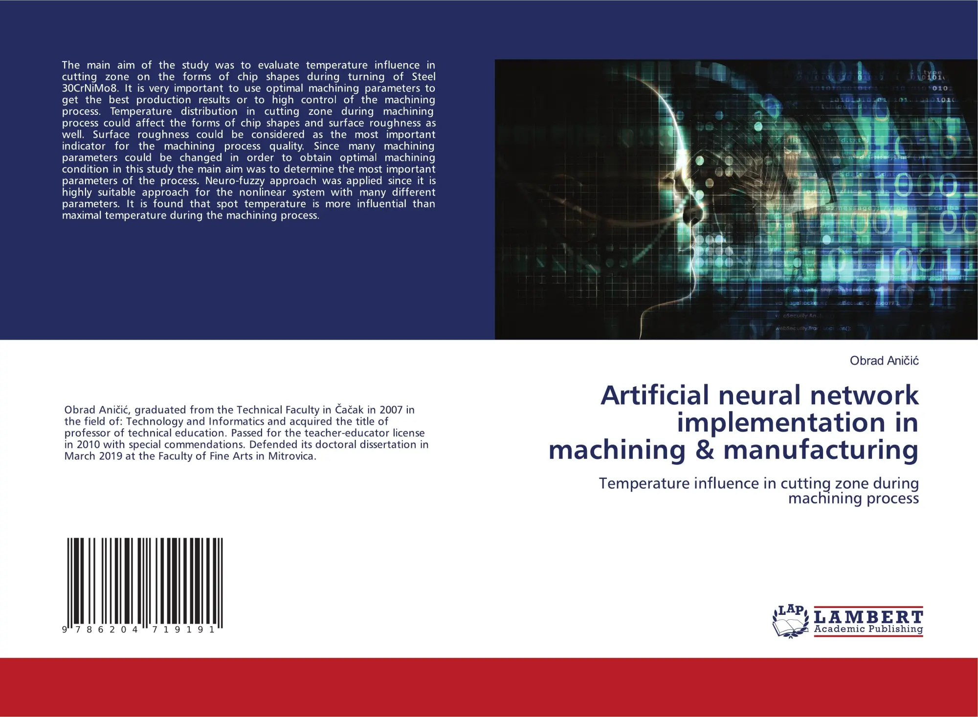 Cover: 9786204719191 | Artificial neural network implementation in machining &amp; manufacturing