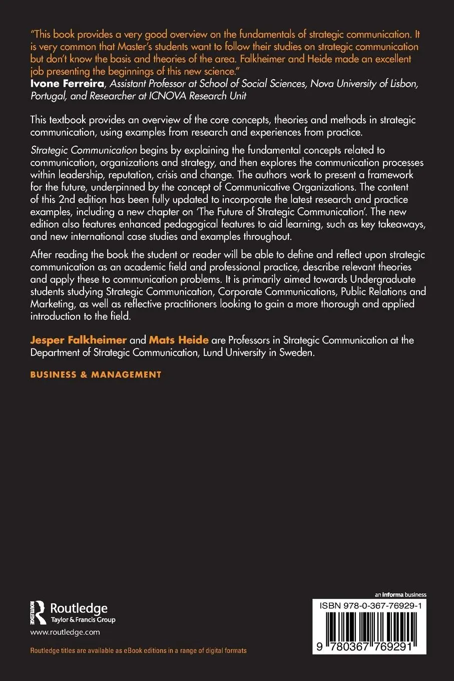 Rückseite: 9780367769291 | Strategic Communication | Jesper Falkheimer (u. a.) | Taschenbuch