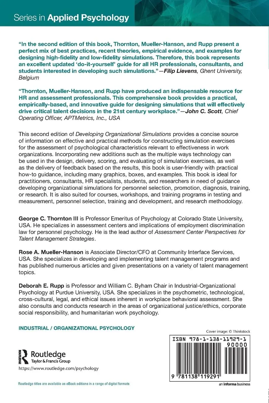 Rückseite: 9781138119291 | Developing Organizational Simulations | George C. Thornton III (u. a.)