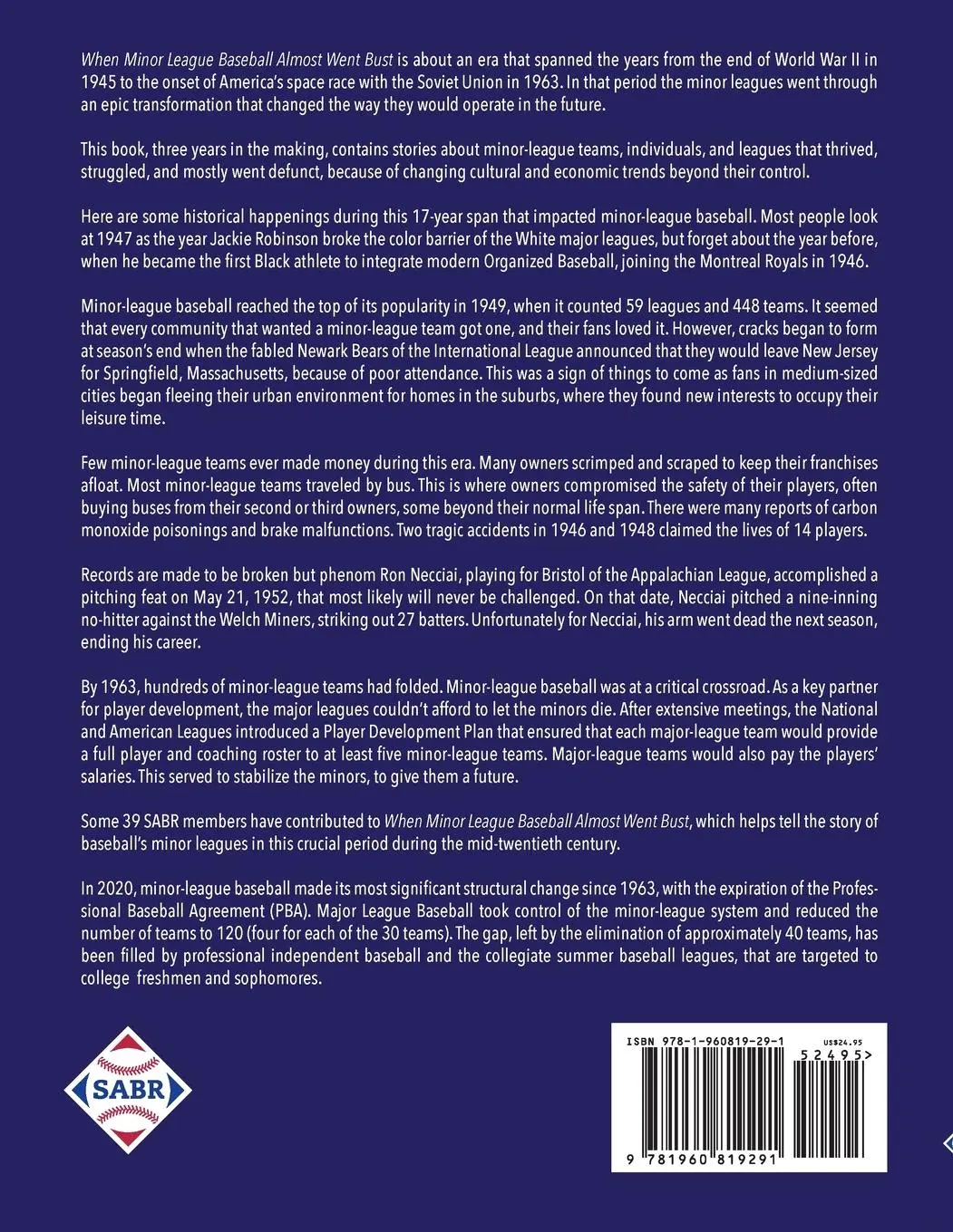 Rückseite: 9781960819291 | When Minor League Baseball Almost Went Bust | 1946 -1986 | Pawlush