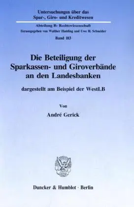 Cover: 9783428089291 | Die Beteiligung der Sparkassen- und Giroverbände an den Landesbanken,