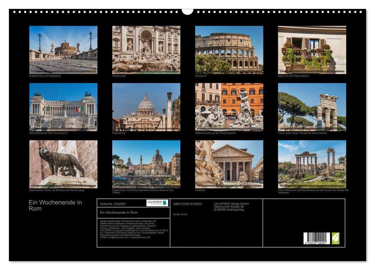 Bild: 9783516199291 | Ein Wochenende in Rom (Wandkalender 2026 DIN A2 quer), CALVENDO...