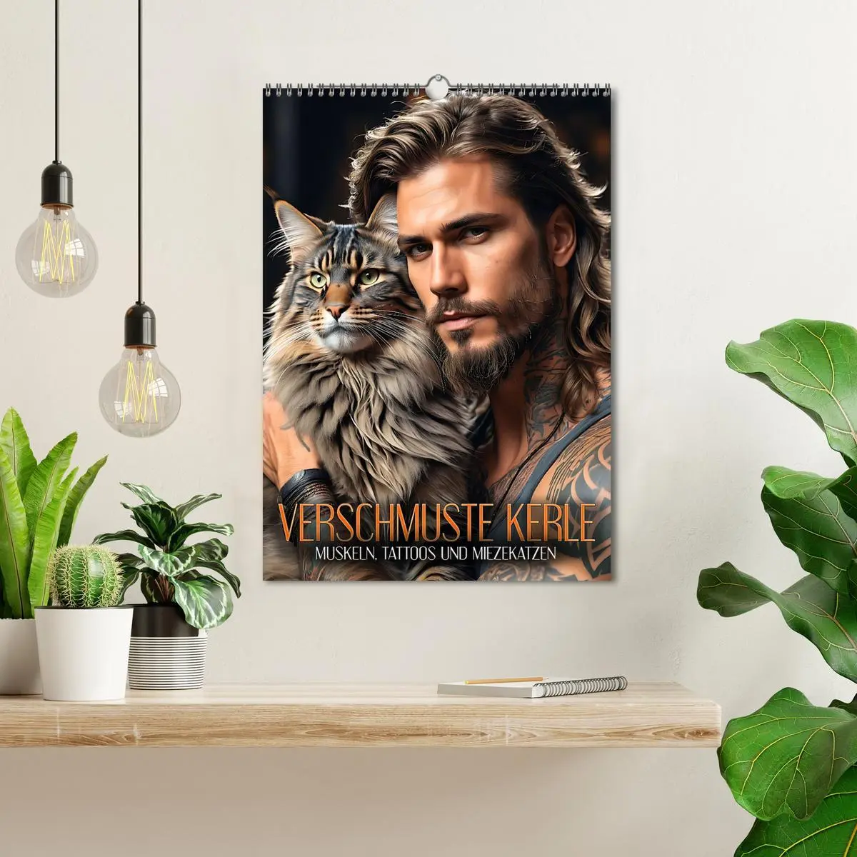 Bild: 9783516269291 | Verschmuste Kerle - Muskeln, Tattoos und Miezekatzen (Wandkalender...