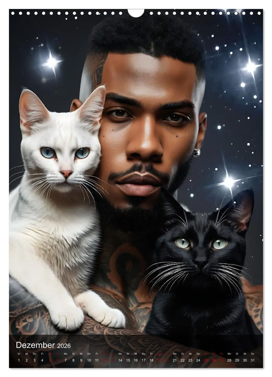 Bild: 9783516269291 | Verschmuste Kerle - Muskeln, Tattoos und Miezekatzen (Wandkalender...