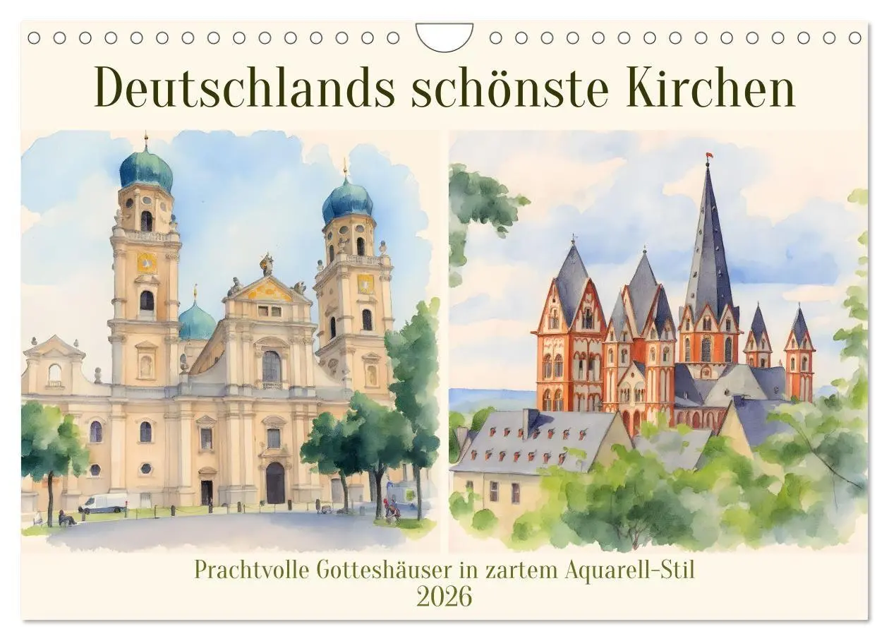 Cover: 9783516719291 | Deutschlands schönste Kirchen (Wandkalender 2026 DIN A4 quer),...