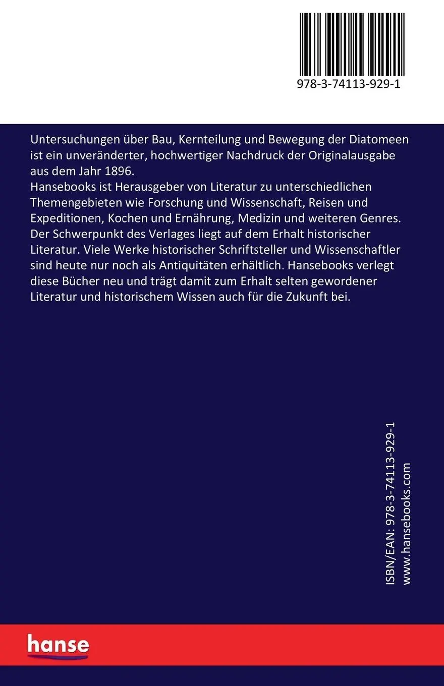 Rückseite: 9783741139291 | Untersuchungen über Bau, Kernteilung und Bewegung der Diatomeen | Buch