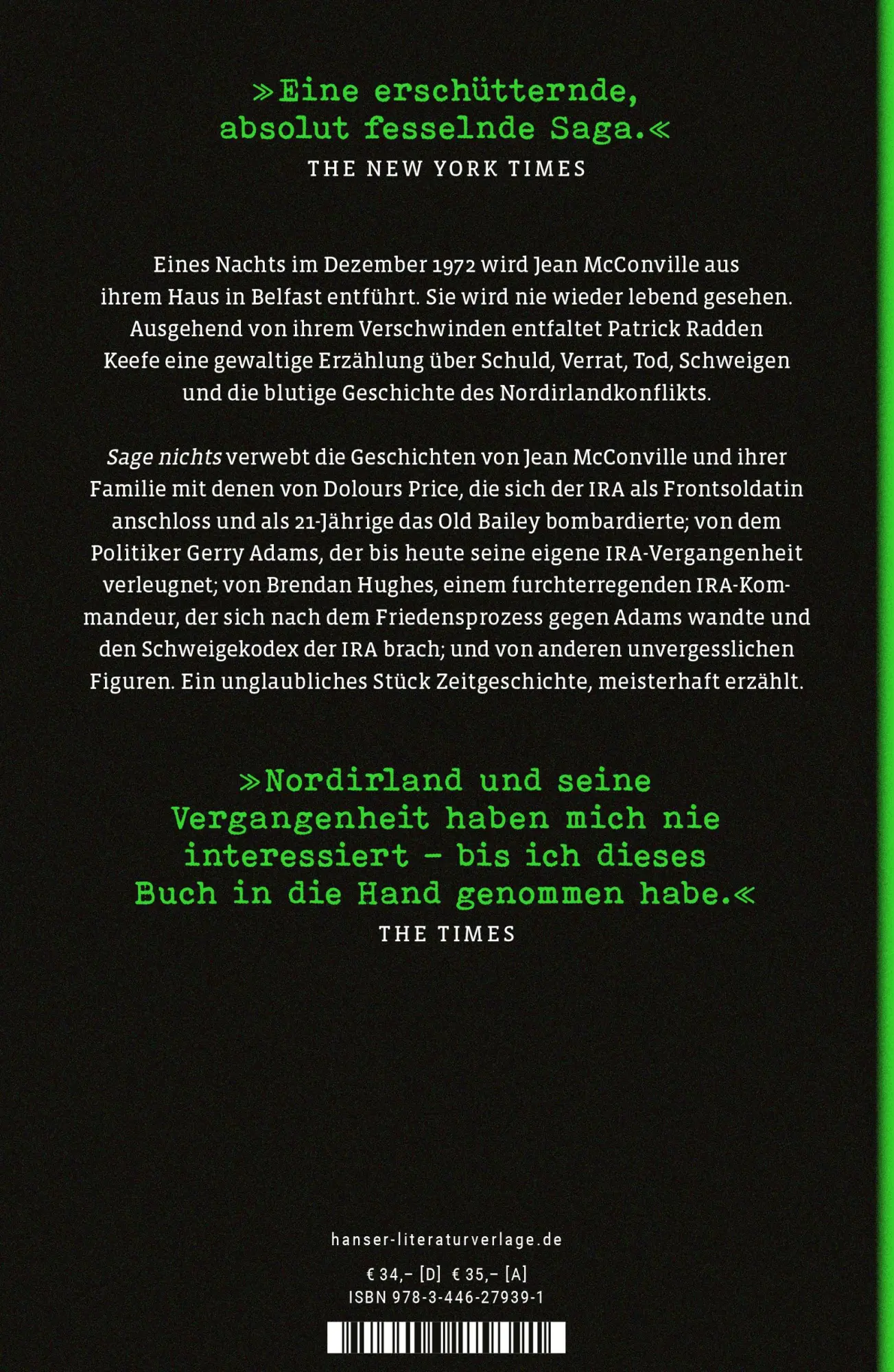 Bild: 9783446279391 | Sage nichts | Mord und Verrat in Nordirland | Patrick Radden Keefe