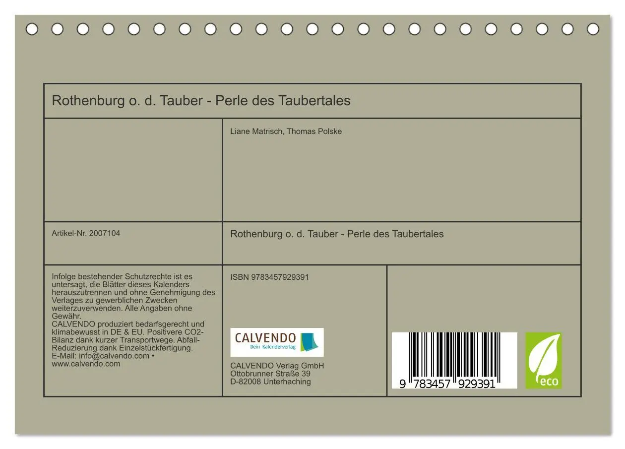 Bild: 9783457929391 | Rothenburg o. d. Tauber - Perle des Taubertales (Tischkalender 2026...