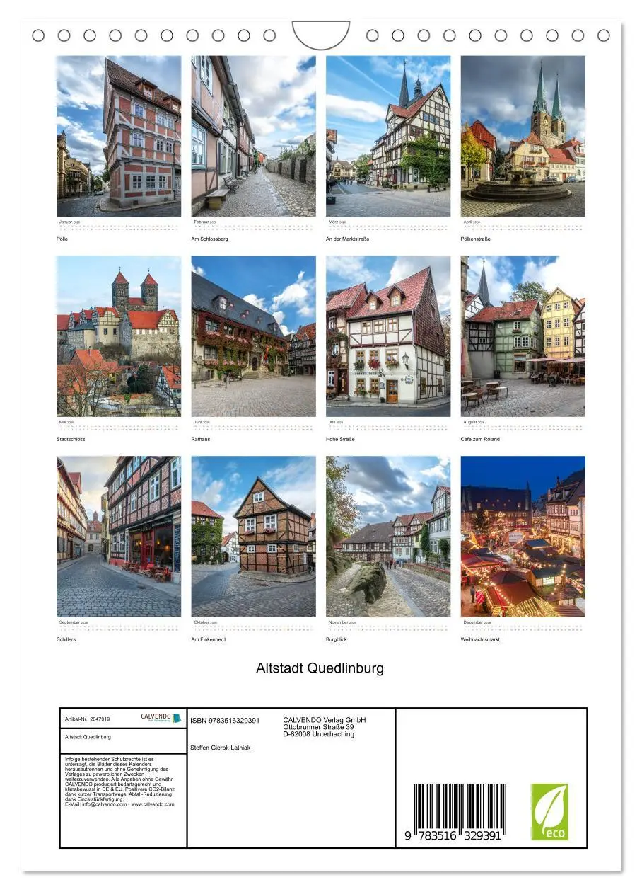 Bild: 9783516329391 | Altstadt Quedlinburg (Wandkalender 2026 DIN A4 hoch), CALVENDO...
