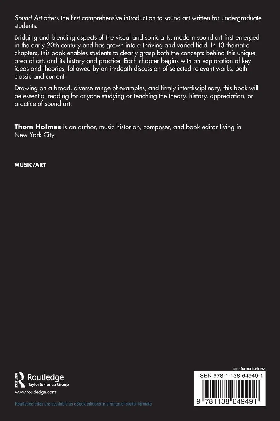 Rückseite: 9781138649491 | Sound Art | Concepts and Practices | Thom Holmes | Taschenbuch | 2022