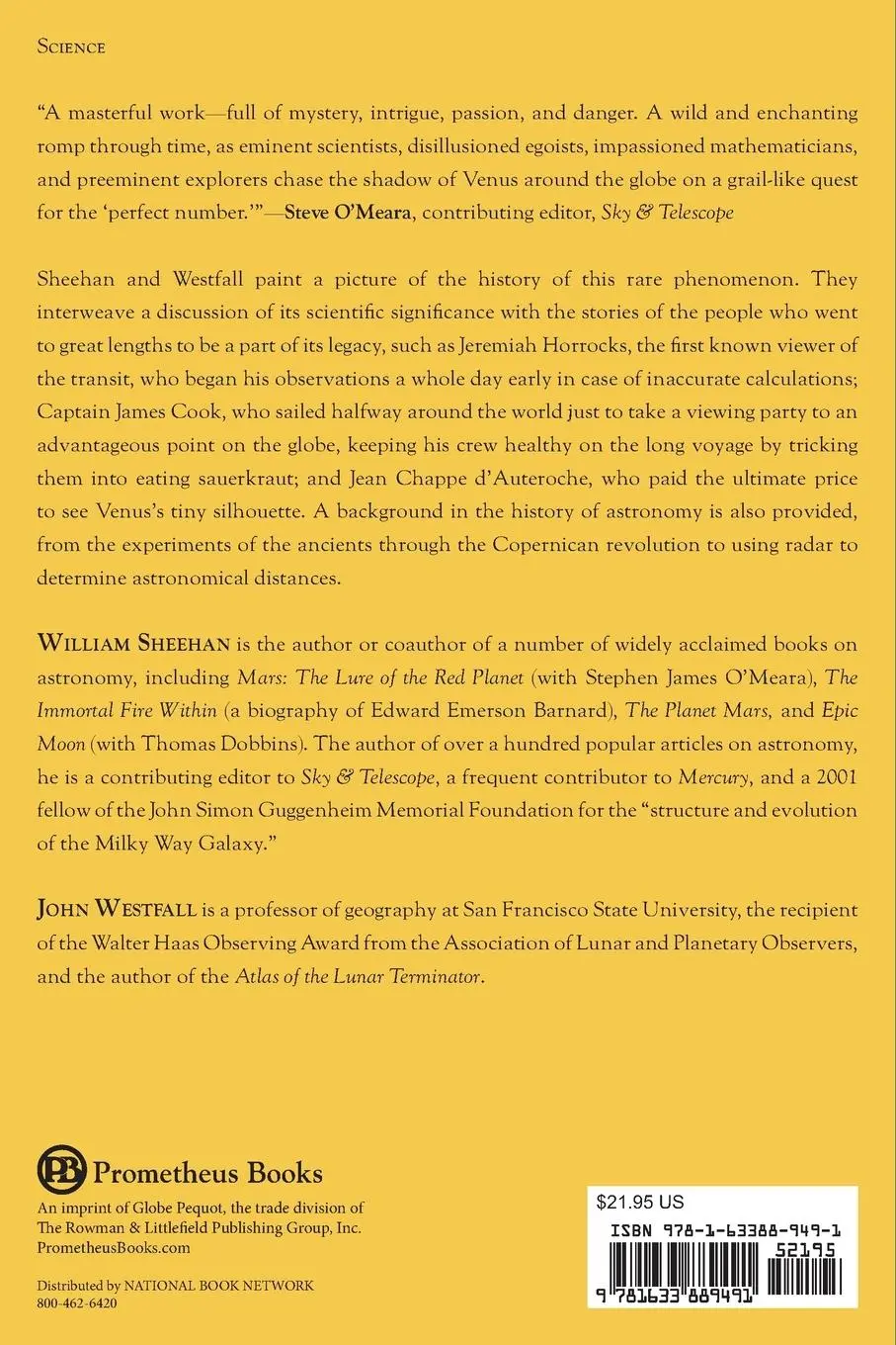 Rückseite: 9781633889491 | The Transits of Venus | William Sheehan (u. a.) | Taschenbuch | 2024