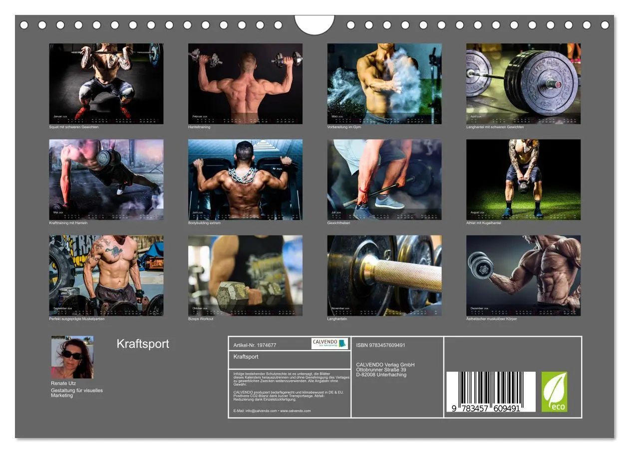 Bild: 9783457609491 | Kraftsport (Wandkalender 2026 DIN A4 quer), CALVENDO Monatskalender