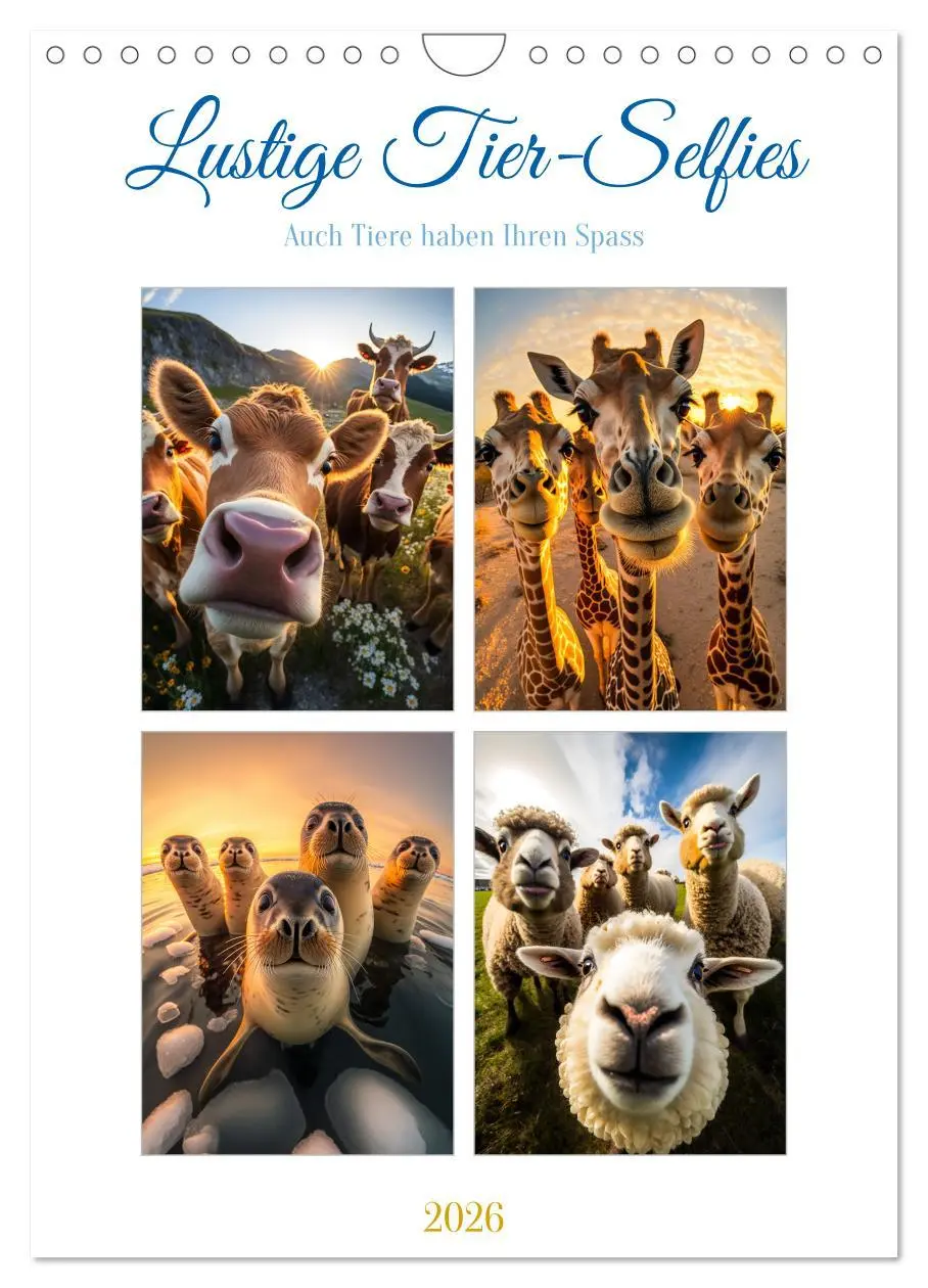 Cover: 9783516319491 | Lustige Tier-Selfies (Wandkalender 2026 DIN A4 hoch), CALVENDO...