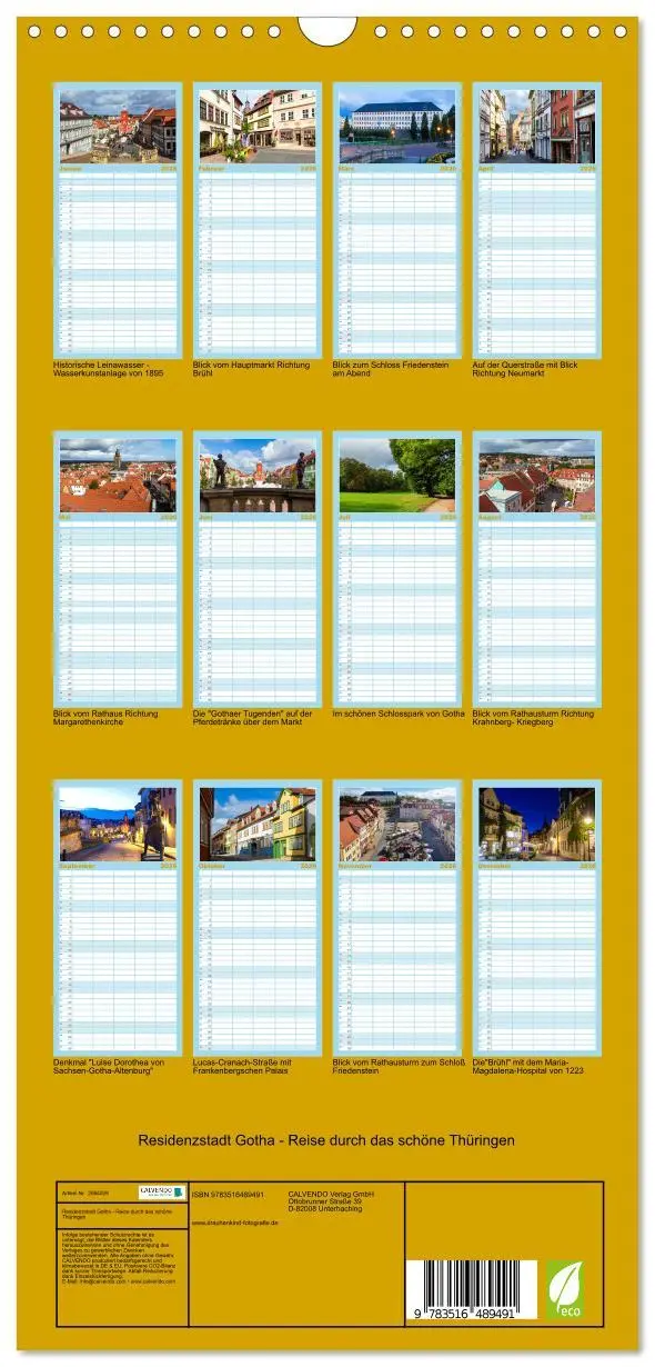 Bild: 9783516489491 | Familienplaner 2026 - Residenzstadt Gotha - Reise durch das schöne...