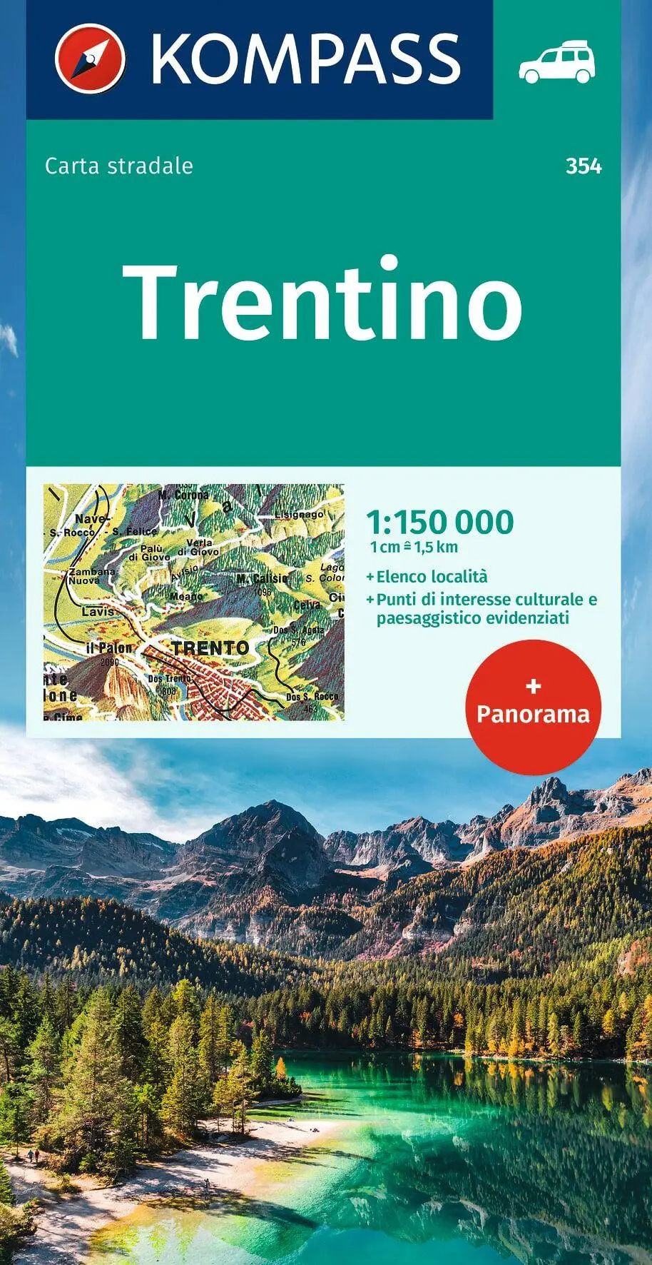 Cover: 9783991219491 | KOMPASS Autokarte Trentino 1:150.000 | mit Panorama auf der Rückseite