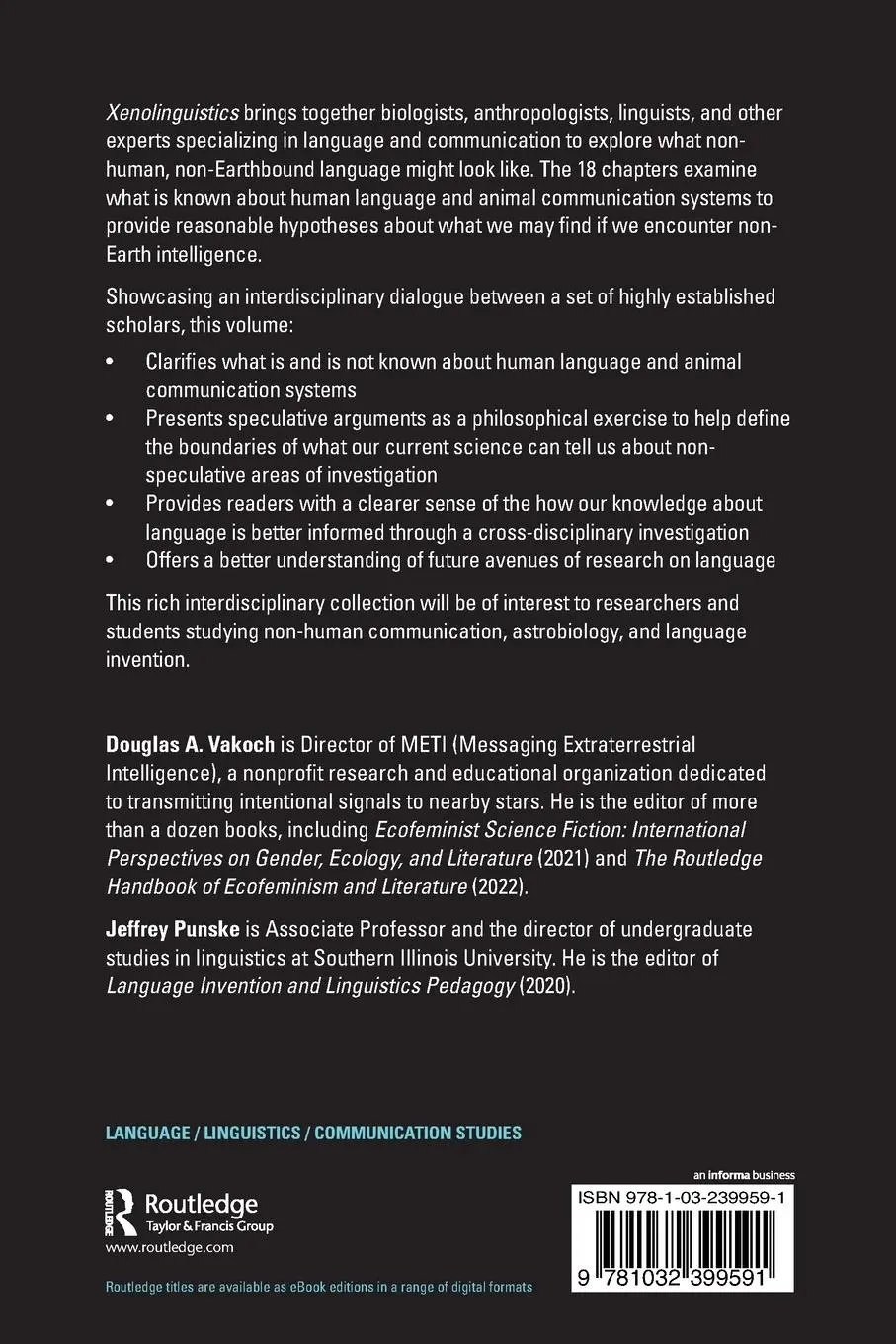 Rückseite: 9781032399591 | Xenolinguistics | Towards a Science of Extraterrestrial Language