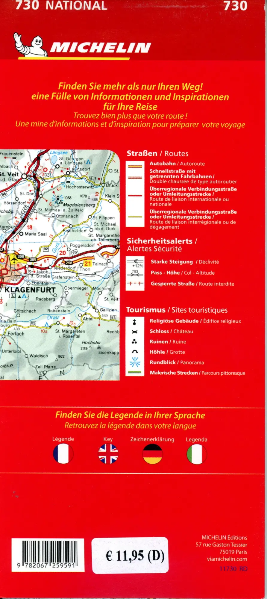 Bild: 9782067259591 | Michelin Österreich | Straßen- und Tourismuskarte 1:400.000 | Englisch
