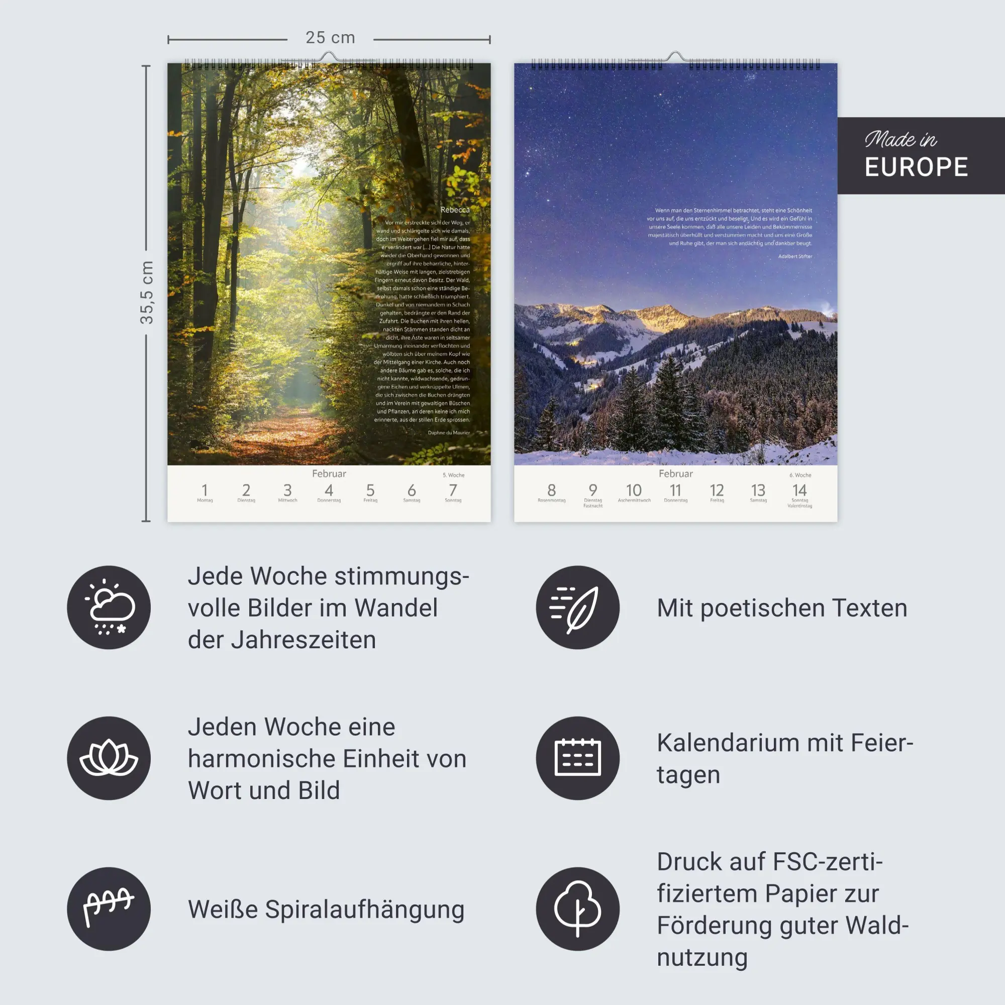 Bild: 9783840039591 | Literaturkalender Natur Wochen-Kulturkalender 2027 | Ruth Dangelmeier