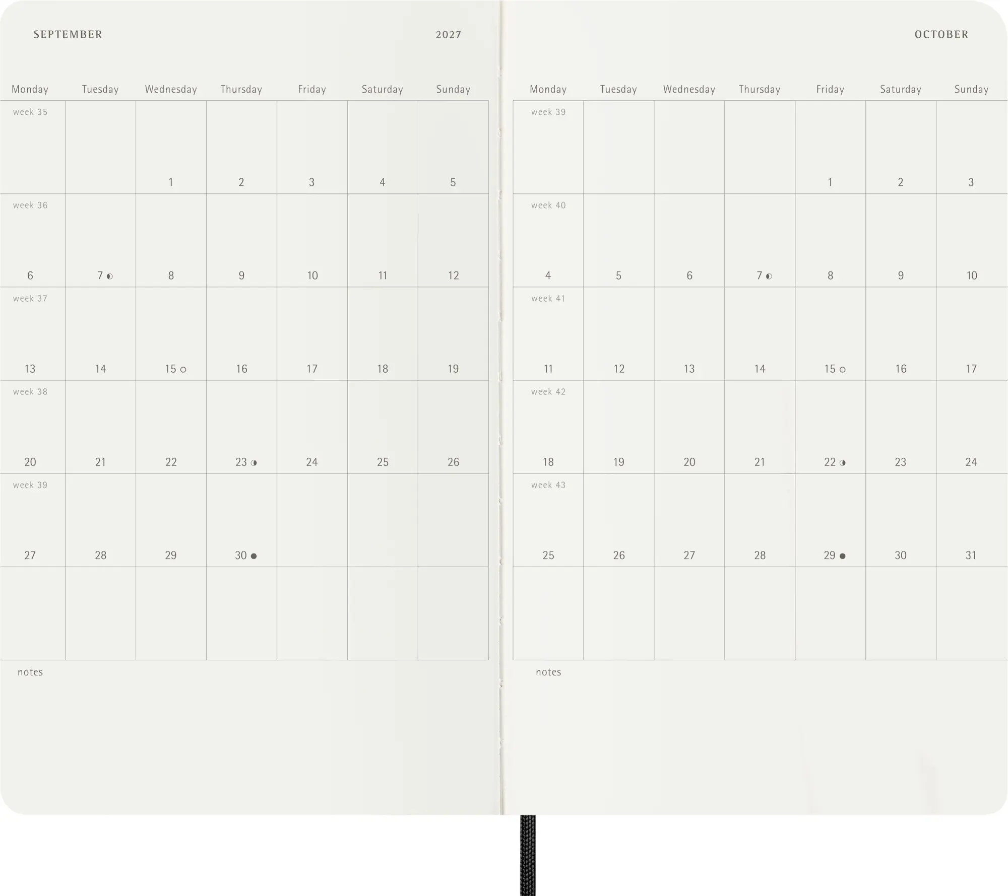 Bild: 8056999279691 | Moleskine 12 Monate Wochen Notizkalender 2027, Large/A5, 1 Wo = 2...