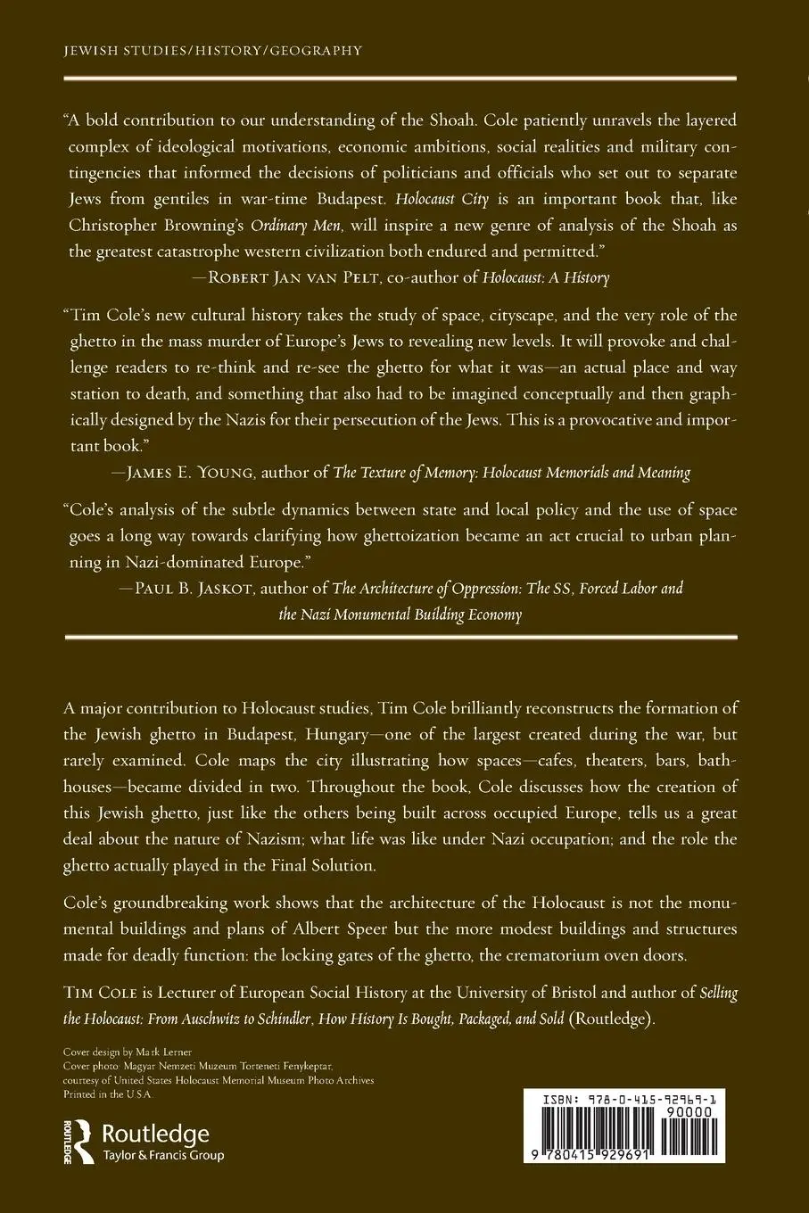 Rückseite: 9780415929691 | Holocaust City | The Making of a Jewish Ghetto | Tim Cole | Buch