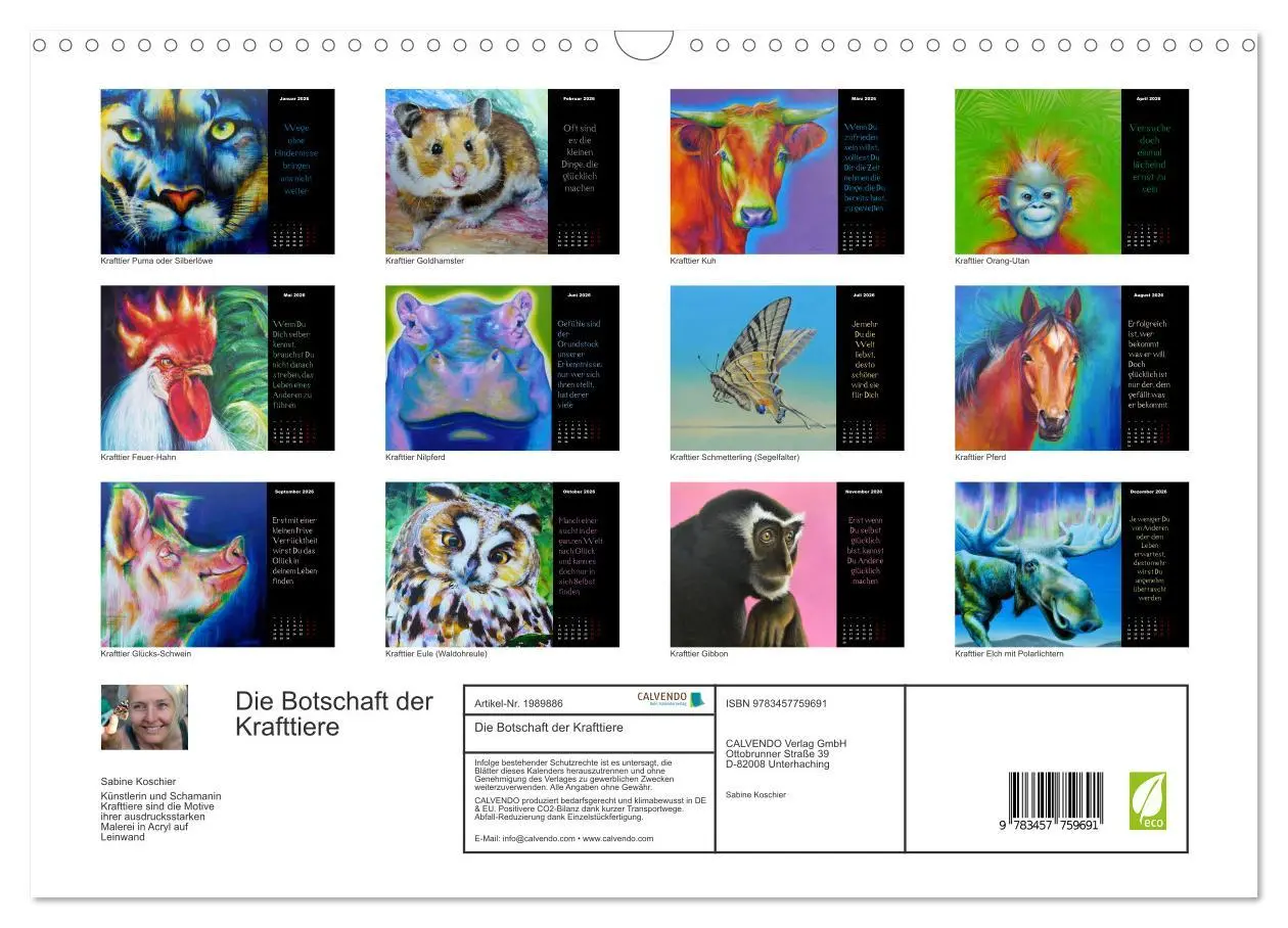 Bild: 9783457759691 | Die Botschaft der Krafttiere (Wandkalender 2026 DIN A3 quer),...