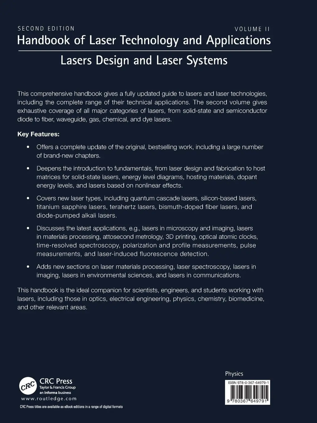 Rückseite: 9780367649791 | Handbook of Laser Technology and Applications | Chunlei Guo | Buch