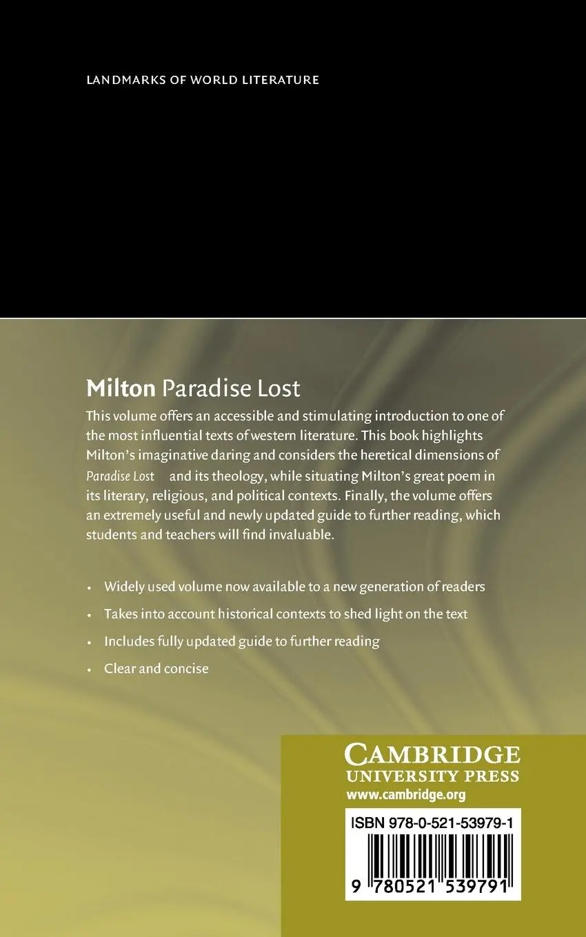 Rückseite: 9780521539791 | Milton Paradise Lost | A Student Guide | David Loewenstein | Buch