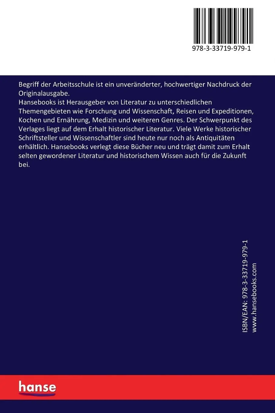 Rückseite: 9783337199791 | Begriff der Arbeitsschule | Georg Kerschensteiner | Taschenbuch | 2017
