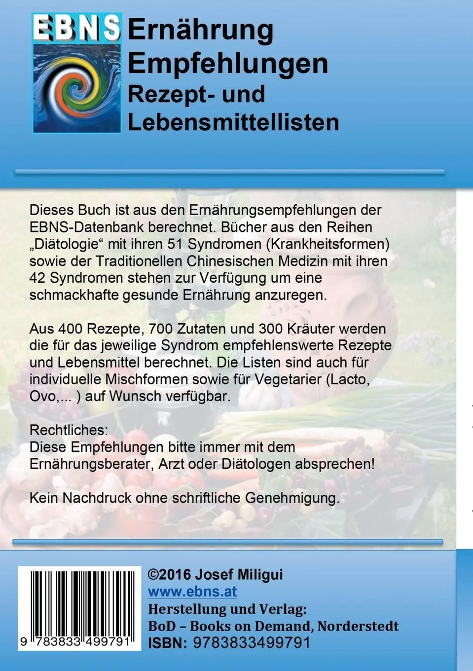 Rückseite: 9783833499791 | Ernährung bei Nierensteine | Josef Miligui | Taschenbuch | 96 S.