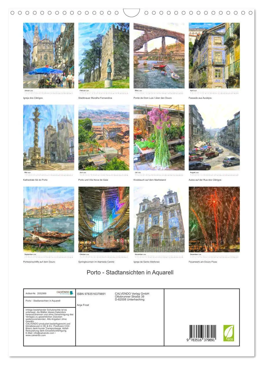 Bild: 9783516379891 | Porto - Stadtansichten in Aquarell (Wandkalender 2026 DIN A3 hoch),...