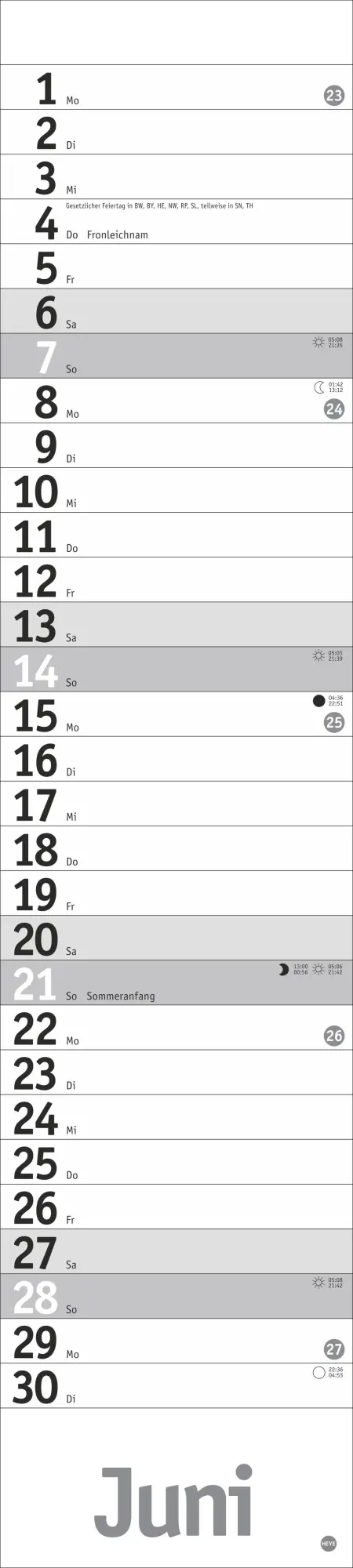 Bild: 9783756409891 | Langplaner, silber 2026 | Heye | Kalender | Bürokalender Heye | 13 S.