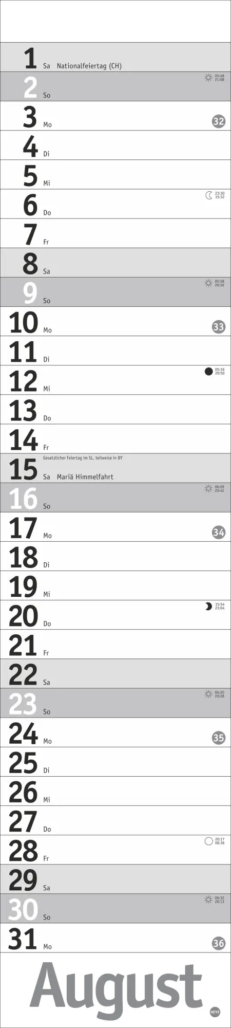 Bild: 9783756409891 | Langplaner, silber 2026 | Heye | Kalender | Bürokalender Heye | 13 S.