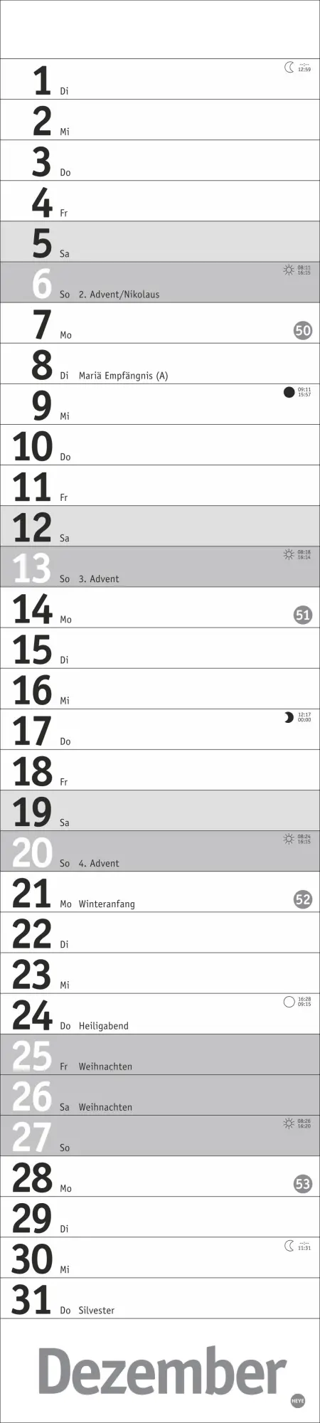 Bild: 9783756409891 | Langplaner, silber 2026 | Heye | Kalender | Bürokalender Heye | 13 S.