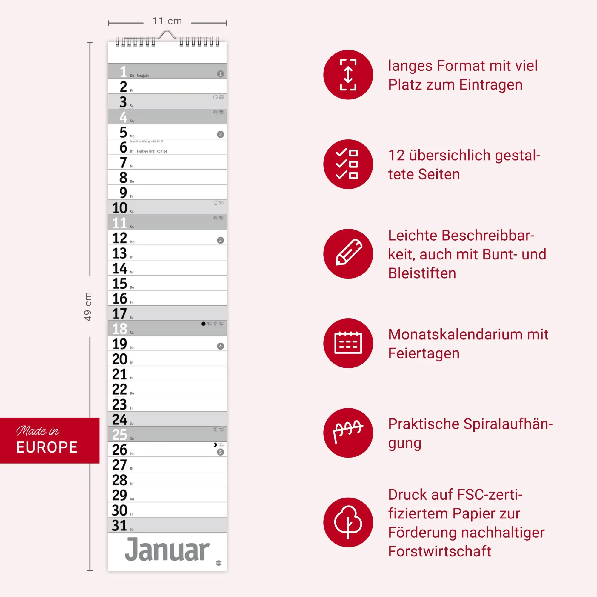 Bild: 9783756409891 | Langplaner, silber 2026 | Heye | Kalender | Bürokalender Heye | 13 S.