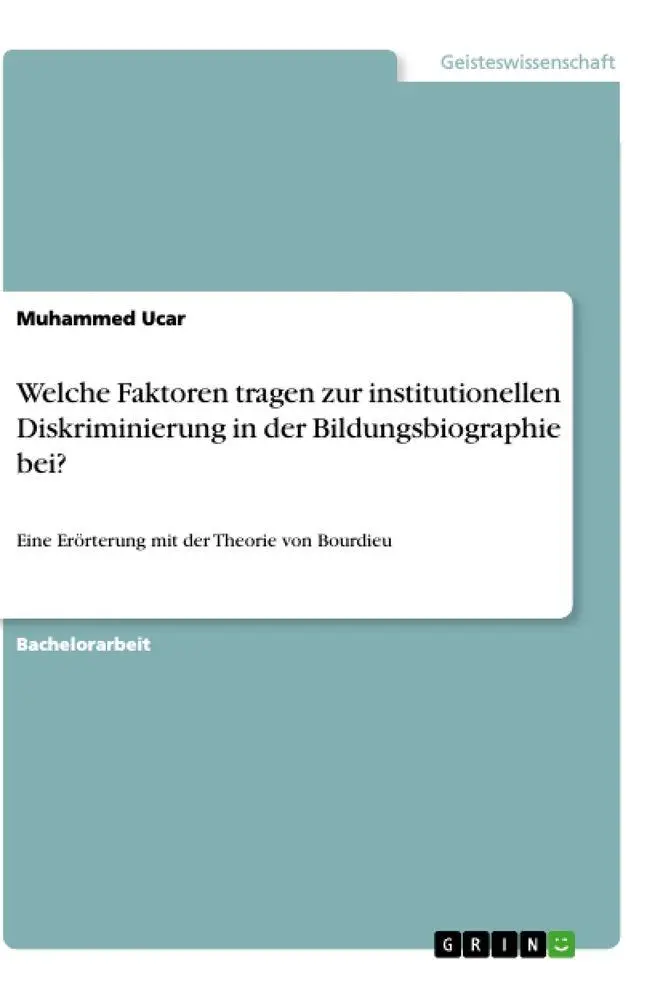 Cover: 9783346609991 | Welche Faktoren tragen zur institutionellen Diskriminierung in der...