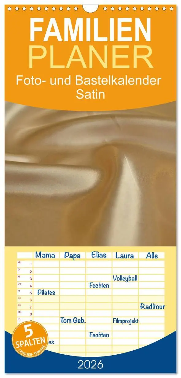 Cover: 9783516509991 | Familienplaner 2026 - Foto- und Bastelkalender Satin - Stilvoll zum...
