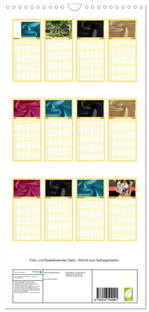 Bild: 9783516509991 | Familienplaner 2026 - Foto- und Bastelkalender Satin - Stilvoll zum...