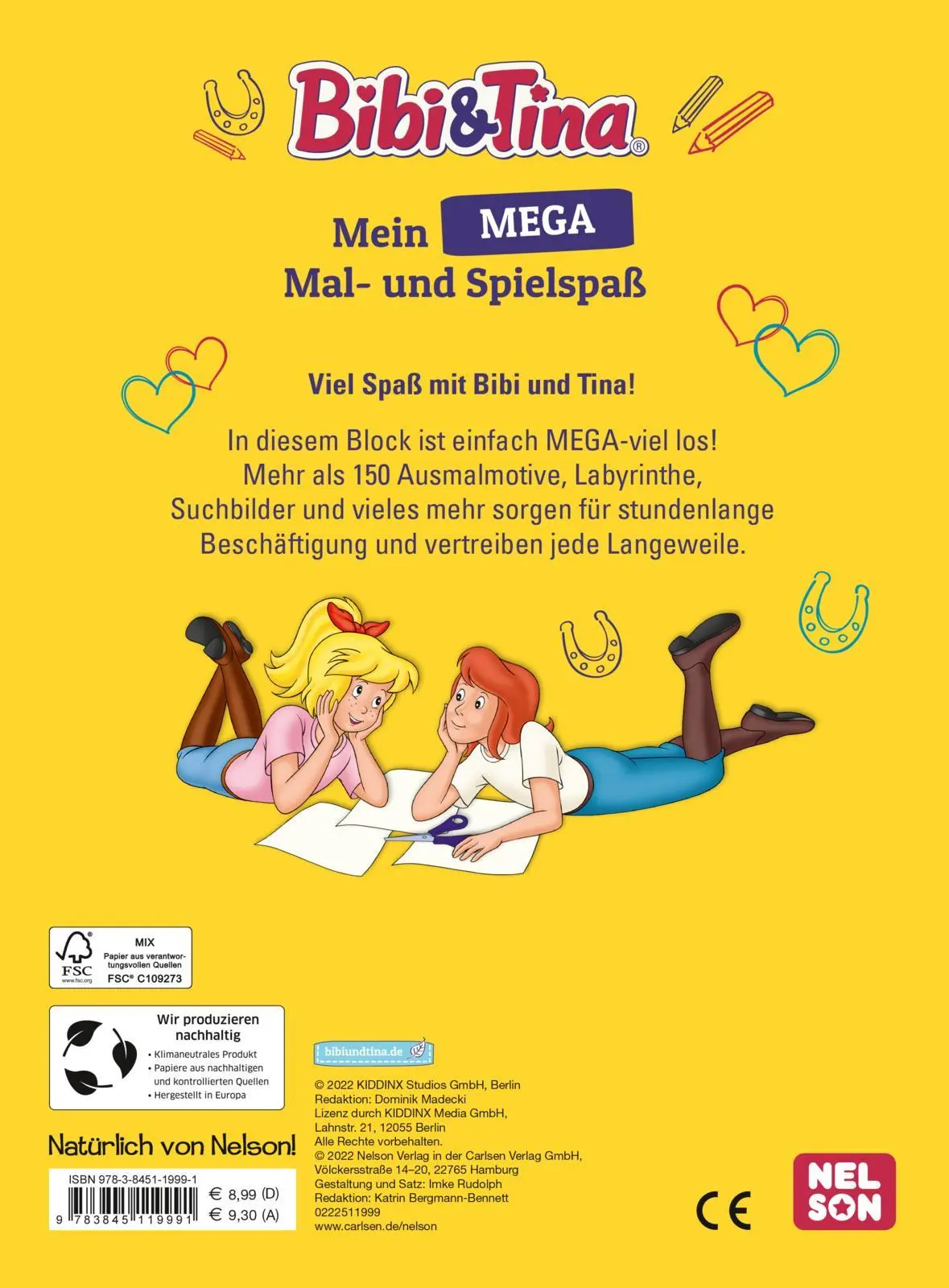Rückseite: 9783845119991 | Bibi und Tina: Mein MEGA Mal- und Spielspaß | Taschenbuch | 304 S.