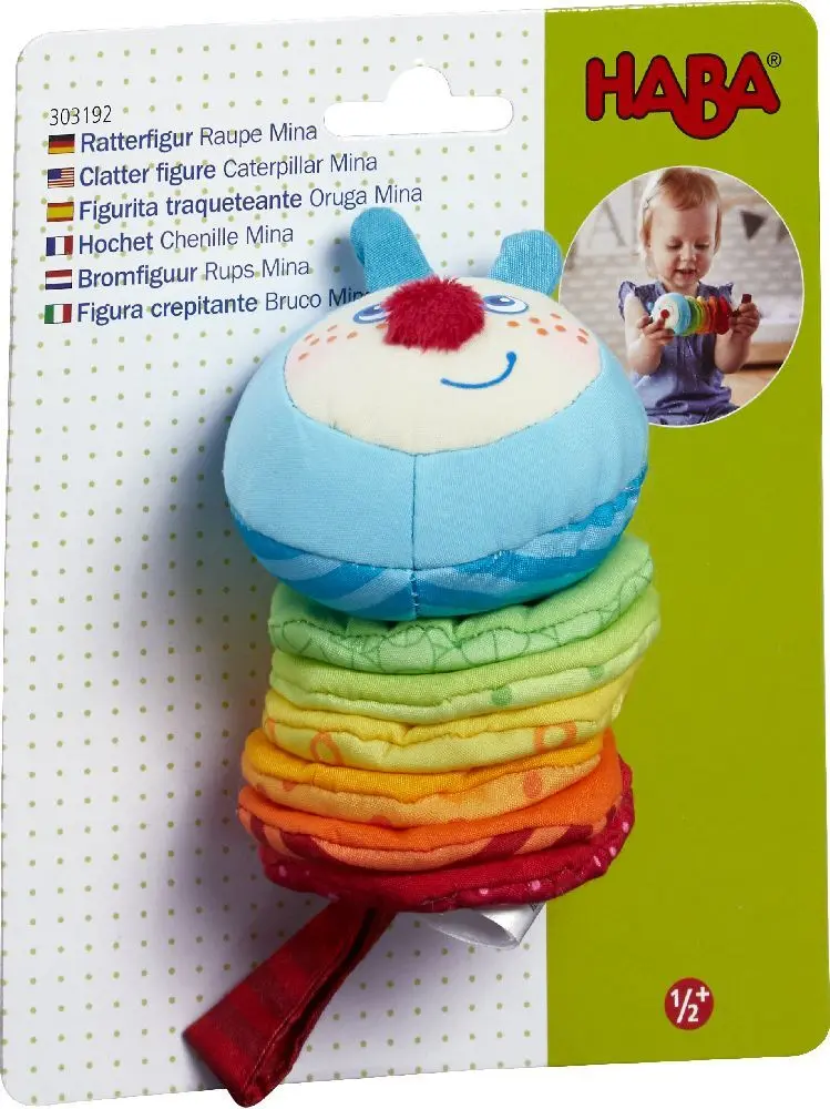 Bild: 4010168230092 | Ratterfigur Raupe Mina | Plüschspielzeug | Backer Card mit Polybeutel
