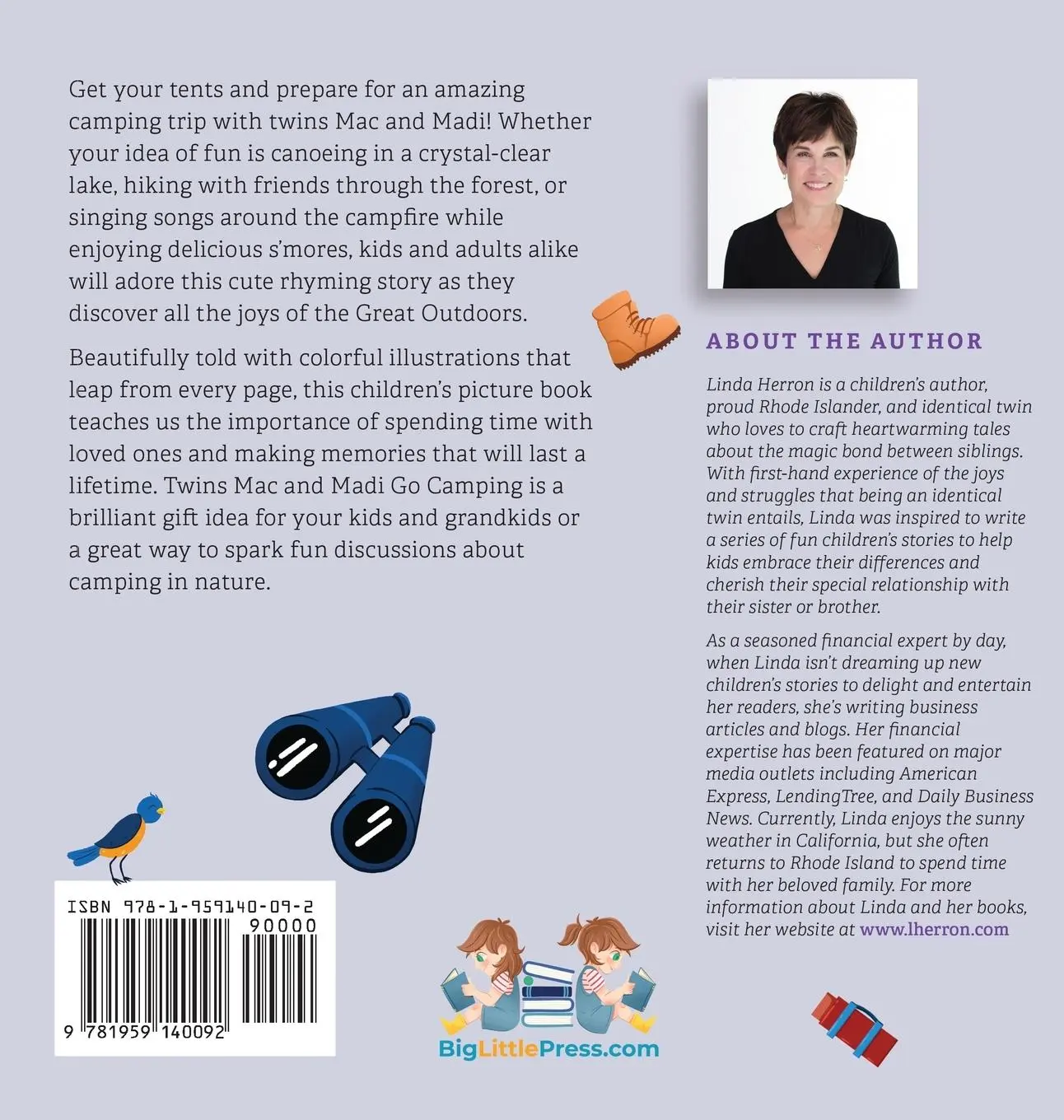 Rückseite: 9781959140092 | Twins Mac &amp; Madi Go Camping | Linda Herron | Buch | Englisch | 2023