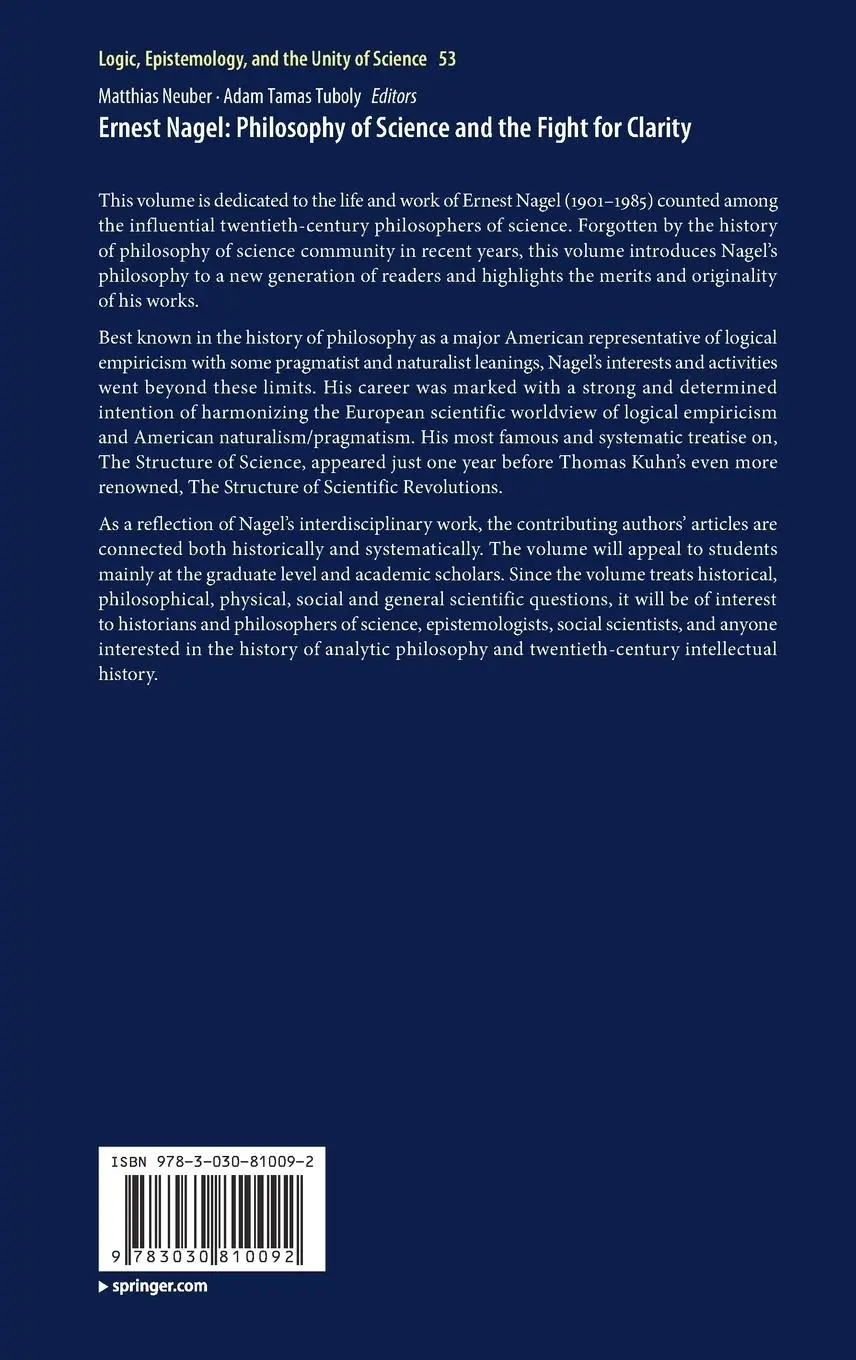 Rückseite: 9783030810092 | Ernest Nagel: Philosophy of Science and the Fight for Clarity | Buch